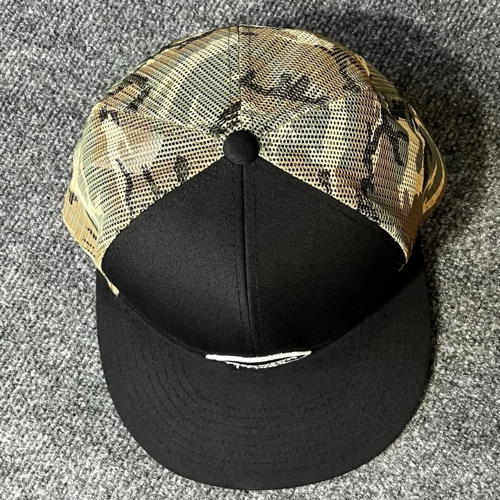 Brixton Mfg Co Trucker Snapback Hat Cap Adjustable Black Patch Mesh Back Camo